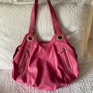 Soft leather pink purse with 3 inside compartments